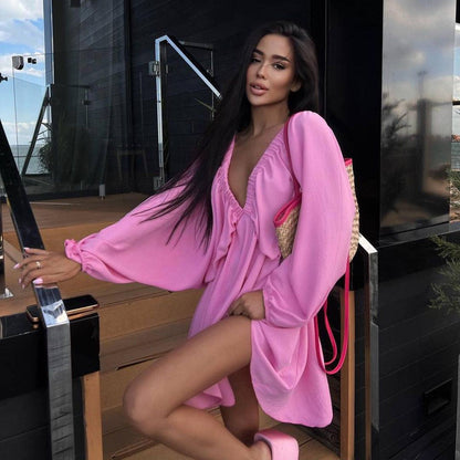 Robe "Volume Chic" - Col V & Manches Fluides | Zarelya