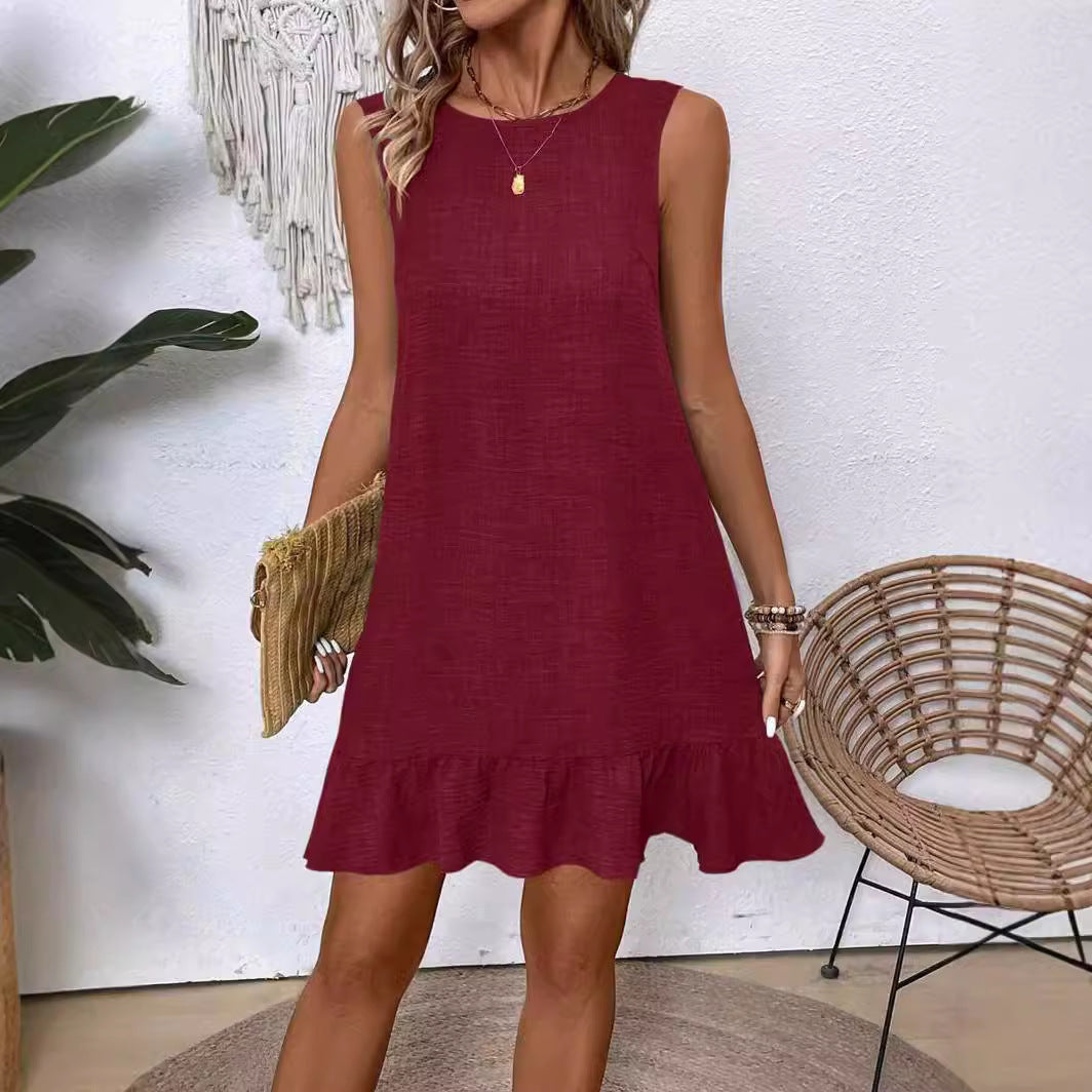 Robe Volants d’Été Femme – Sans Manches
