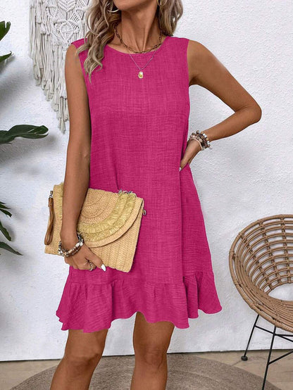 Robe Volants d’Été Femme – Sans Manches