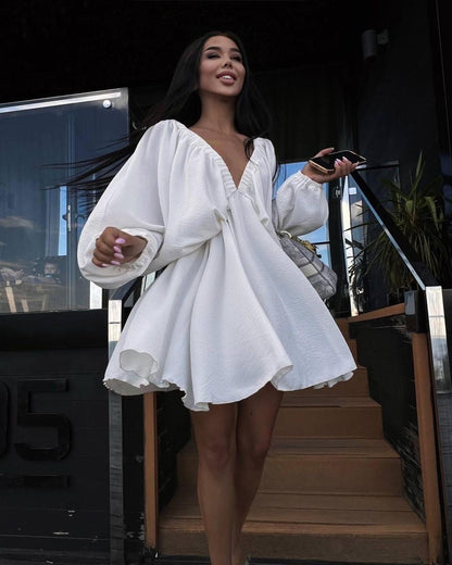 Robe "Volume Chic" - Col V & Manches Fluides | Zarelya