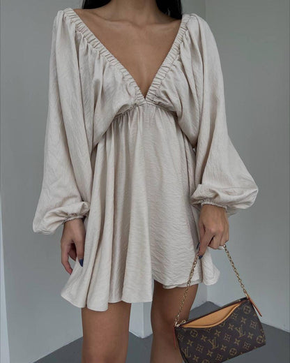 Robe "Volume Chic" - Col V & Manches Fluides | Zarelya