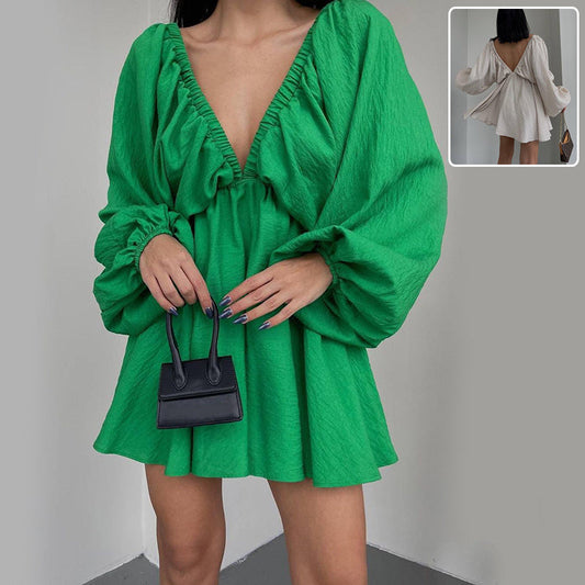 Robe "Volume Chic" - Col V & Manches Fluides | Zarelya