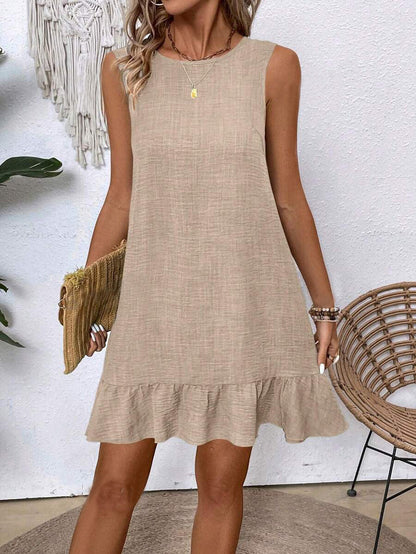Robe Volants d’Été Femme – Sans Manches