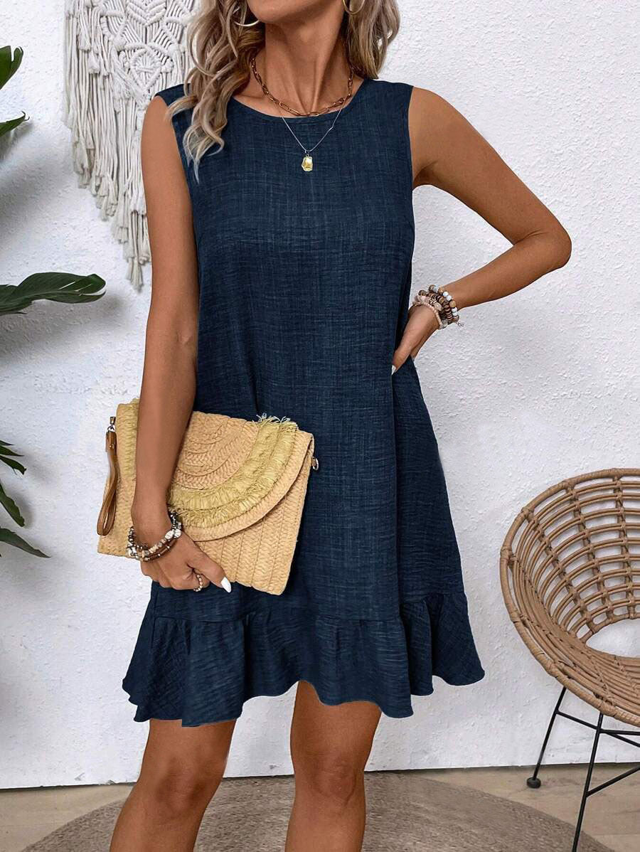 Robe Volants d’Été Femme – Sans Manches