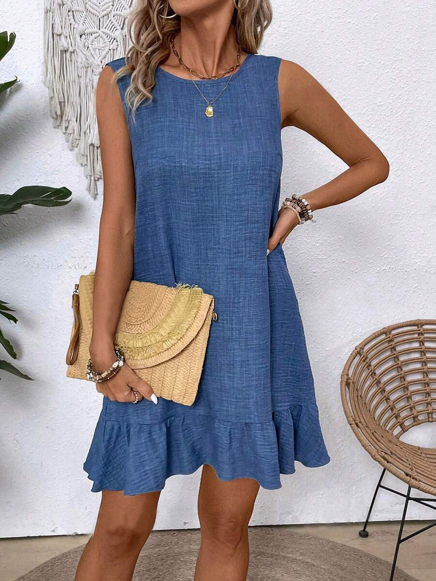 Robe Volants d’Été Femme – Sans Manches