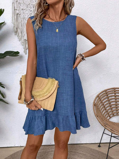 Robe Volants d’Été Femme – Sans Manches