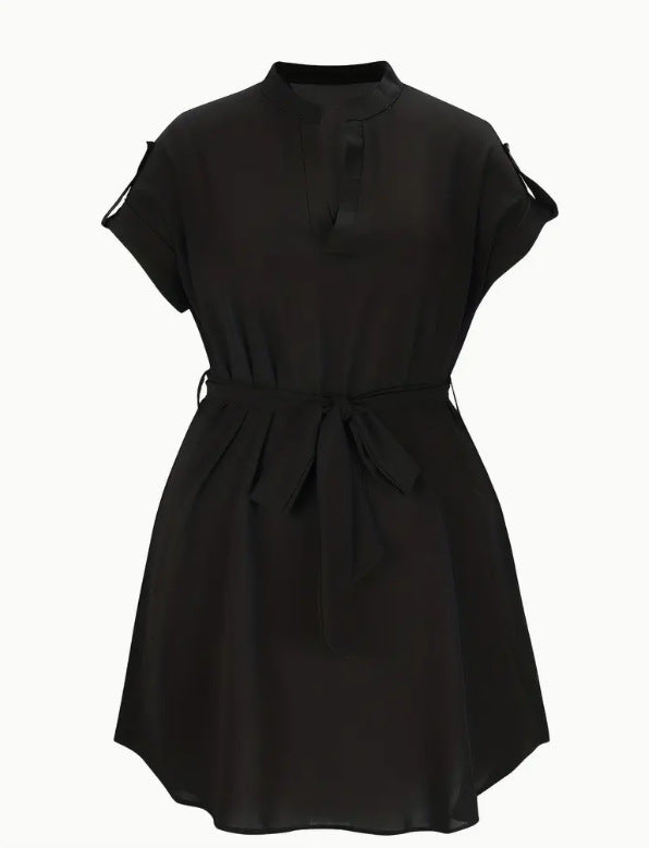 Robe d’Été Femme – Col V et Ceinture Nœud