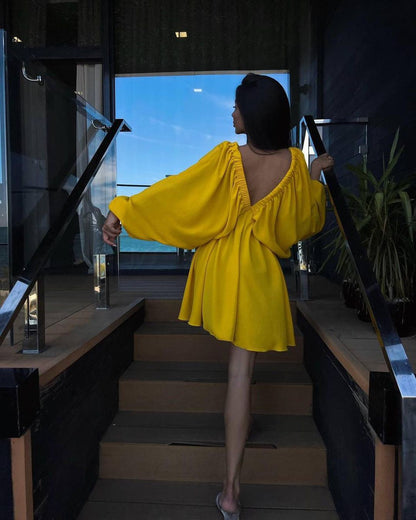 Robe "Volume Chic" - Col V & Manches Fluides | Zarelya