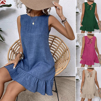 Robe Volants d’Été Femme – Sans Manches