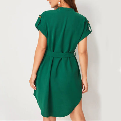 Robe d’Été Femme – Col V et Ceinture Nœud