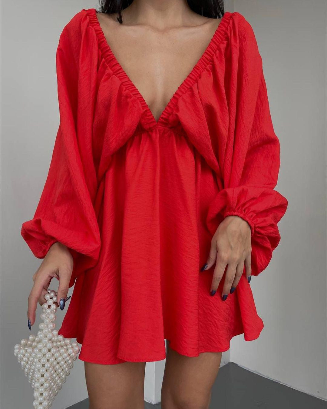Robe "Volume Chic" - Col V & Manches Fluides | Zarelya